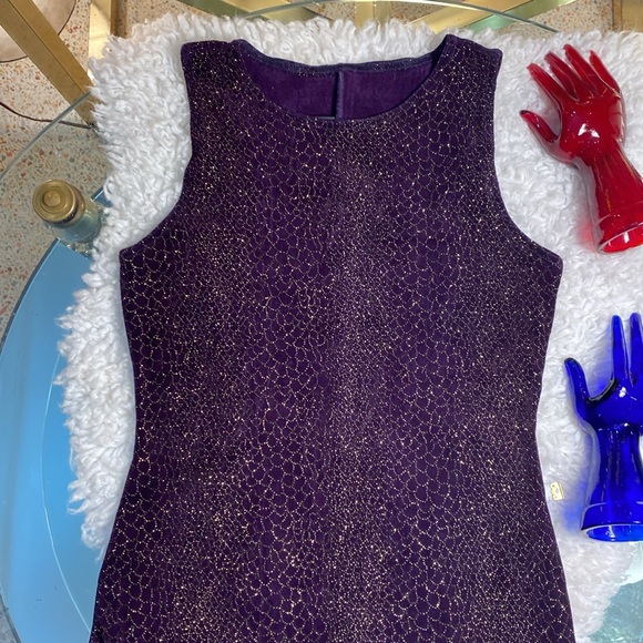 Vintage Byer Too Sleeveless Purple & Gold Dress - Picture 2 of 9